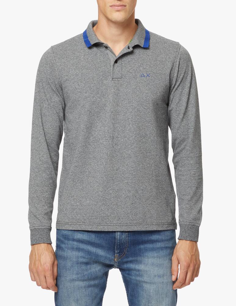 rinascente Sun68 Long sleeve polo shirt with contrast border and stripe