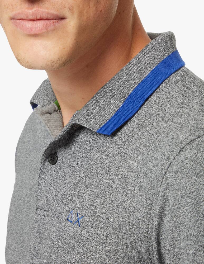 rinascente Sun68 Long sleeve polo shirt with contrast border and stripe
