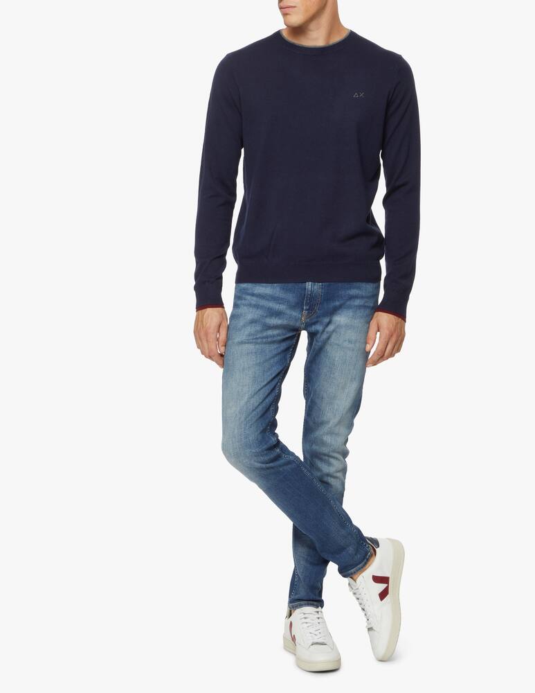 rinascente Sun68 Maglione girocollo in cotone e lana con doppia costina