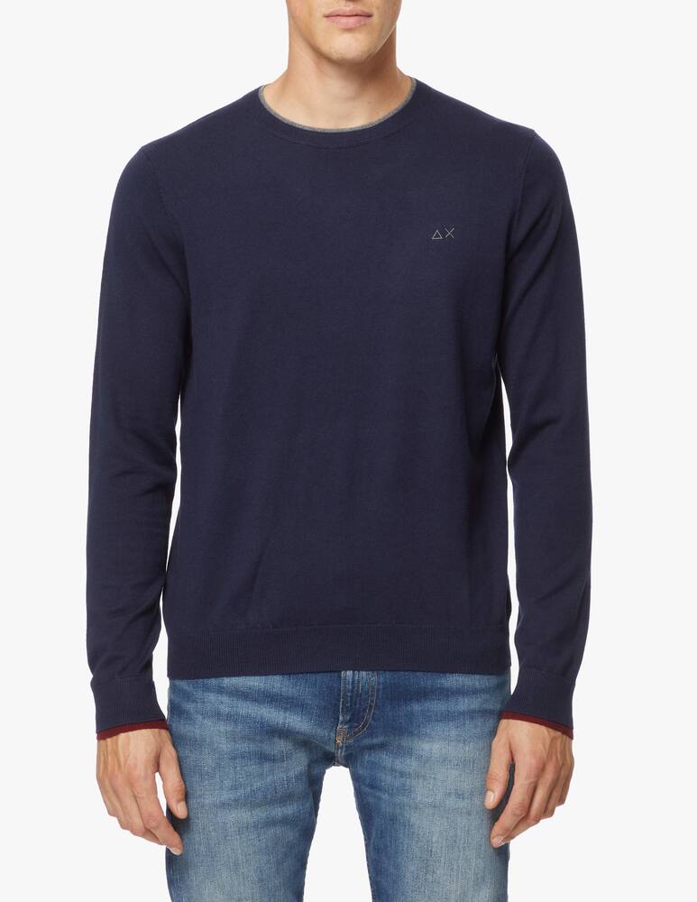 rinascente Sun68 Maglione girocollo in cotone e lana con doppia costina