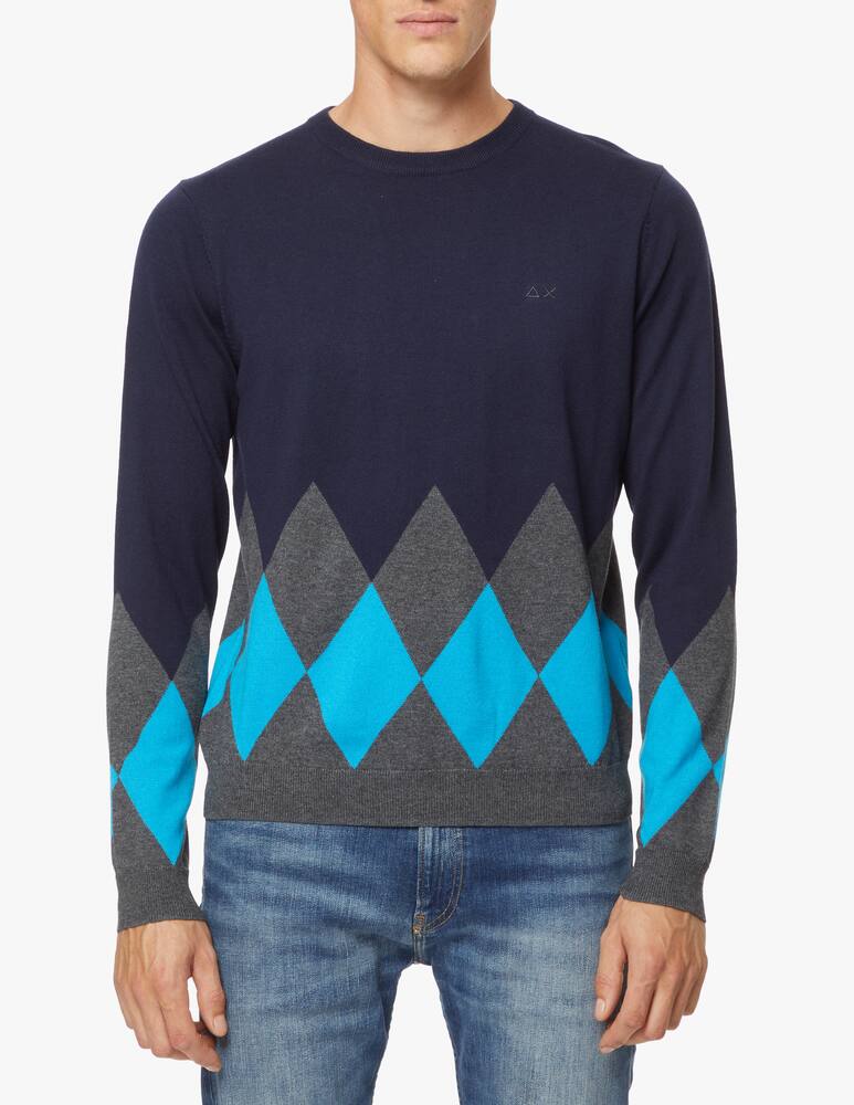 rinascente Sun68 Maglione girocollo con rombi multicolor