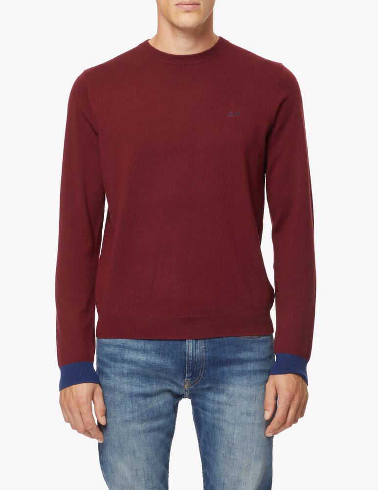 rinascente Sun68 Cotton and wool crewneck sweater with contrast patch