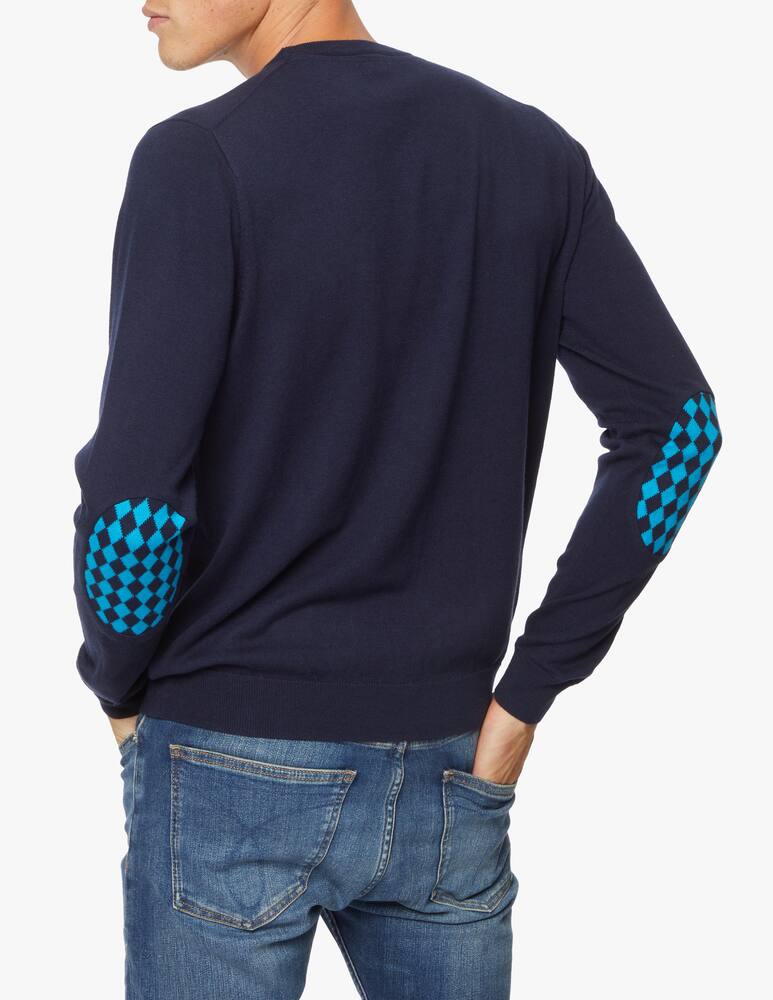 rinascente Sun68 Maglione girocollo in cotone e lana con quadri e taschino