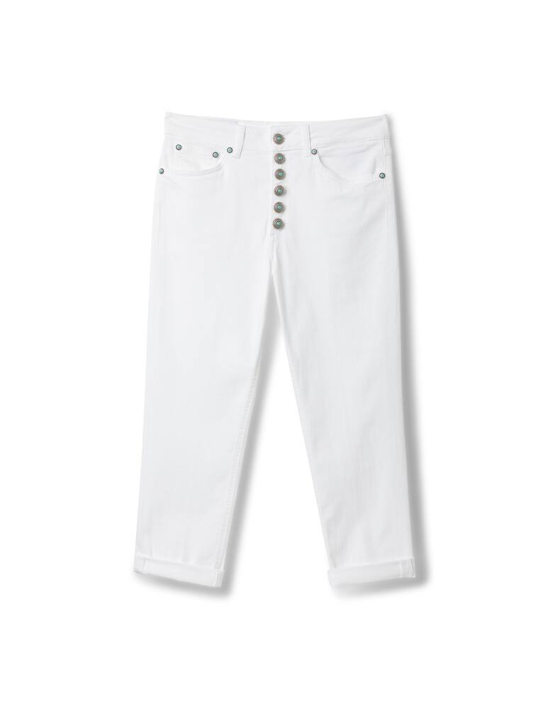rinascente Dondup Jeans boyfriend con bottoni gioiello - bianco