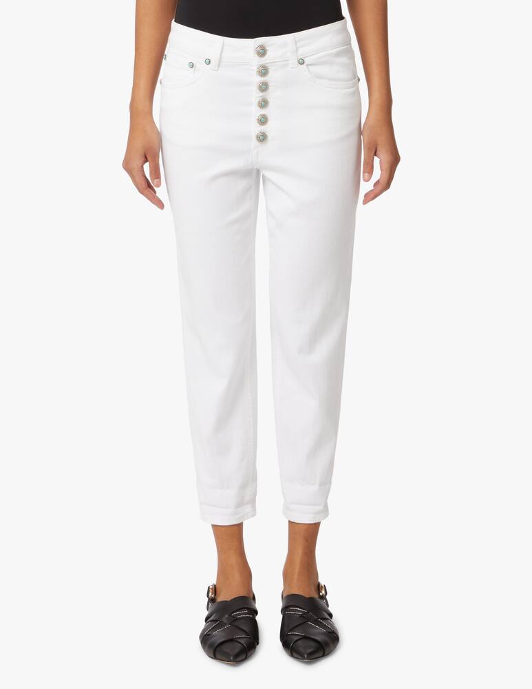 rinascente Dondup Jeans boyfriend con bottoni gioiello - bianco