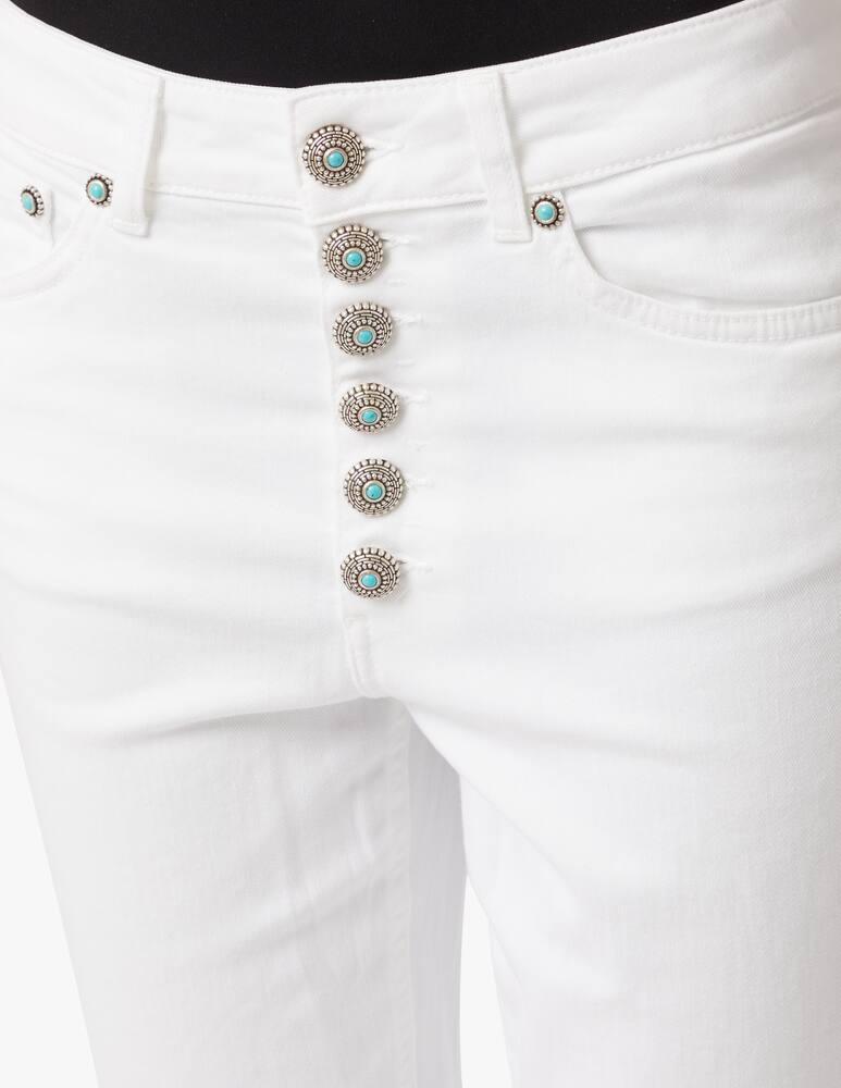 rinascente Dondup Jeans boyfriend con bottoni gioiello - bianco