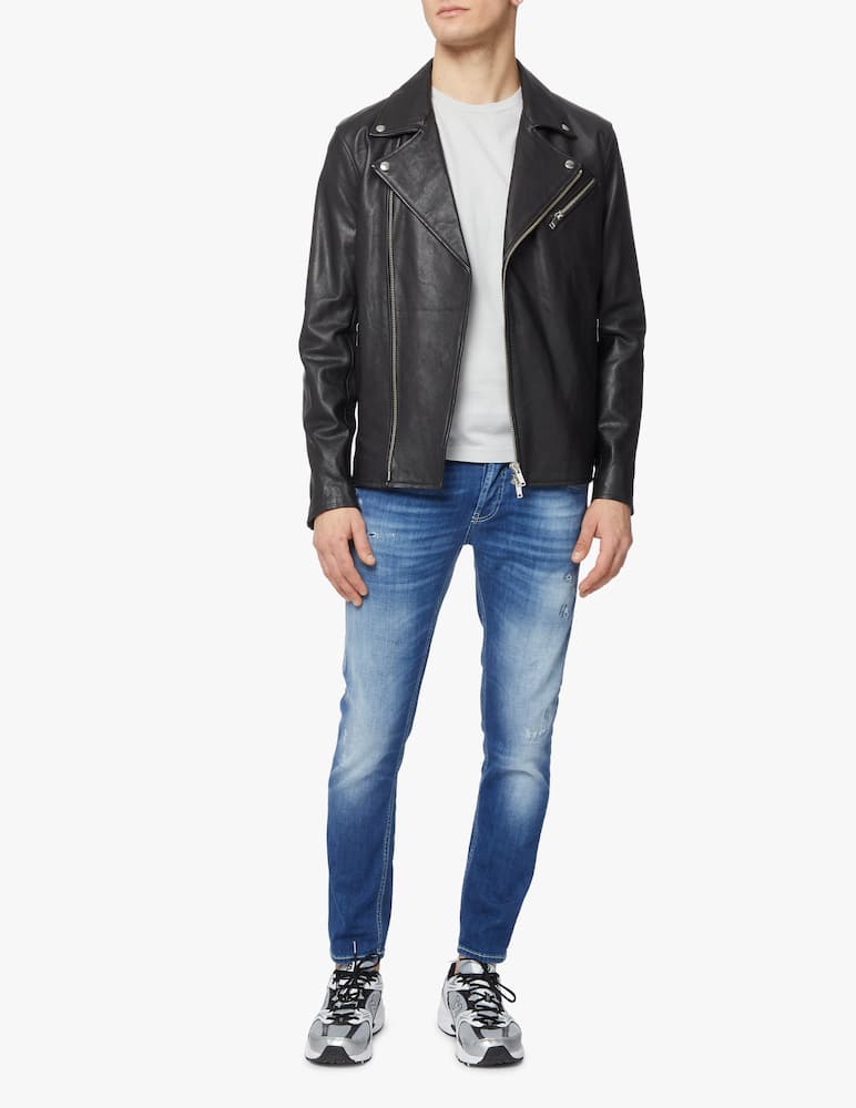 rinascente Dondup Giacca chiodo in pelle - nero