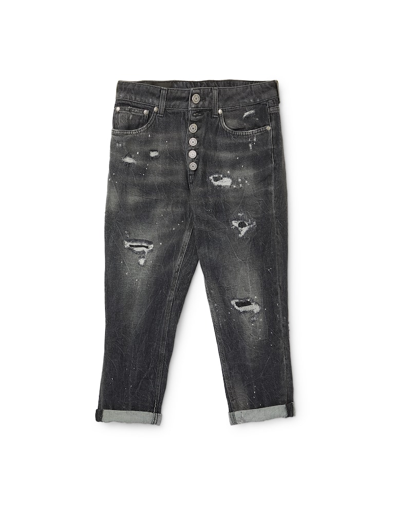 rinascente Dondup Jeans boyfriend con bottoni gioiello - nero