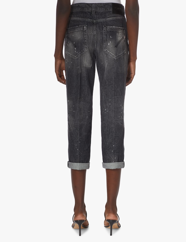 rinascente Dondup Jeans boyfriend con bottoni gioiello - nero