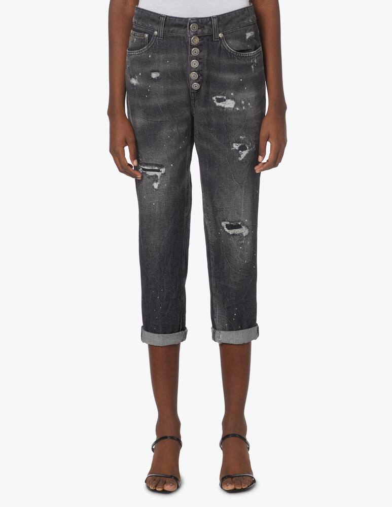 rinascente Dondup Jeans boyfriend con bottoni gioiello - nero