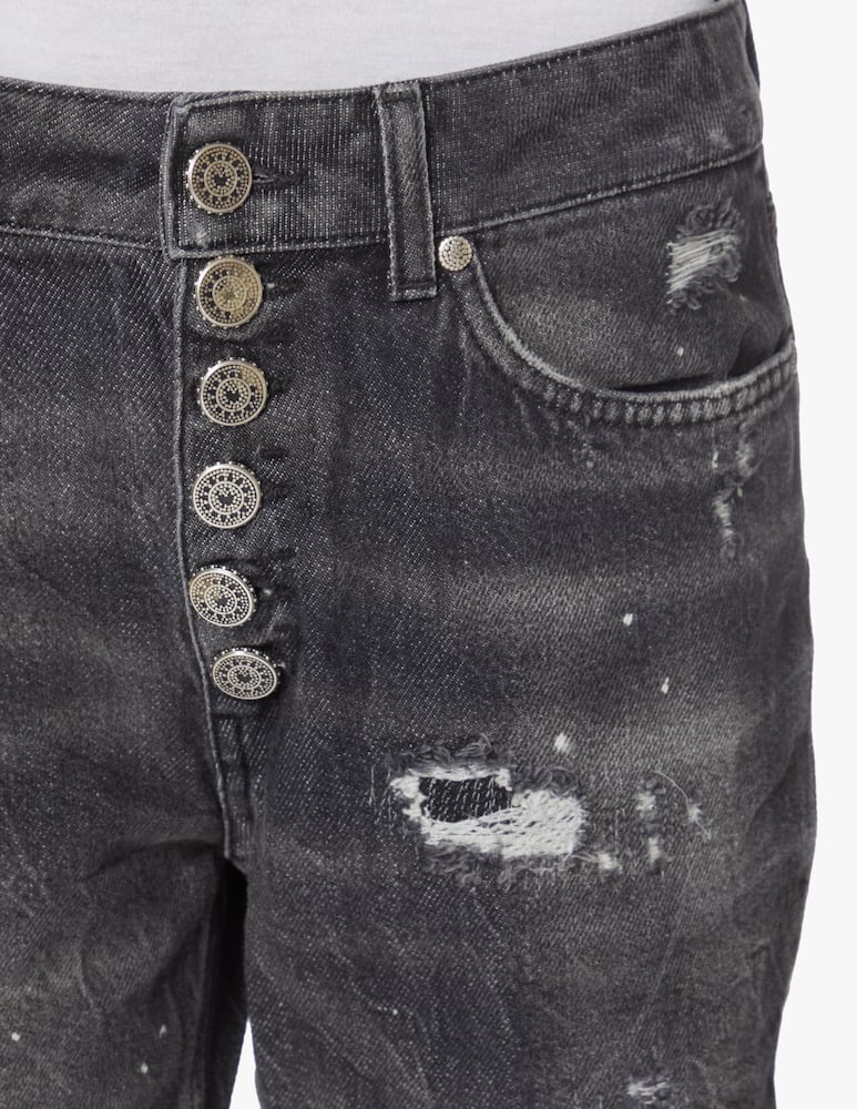rinascente Dondup Jeans boyfriend con bottoni gioiello - nero
