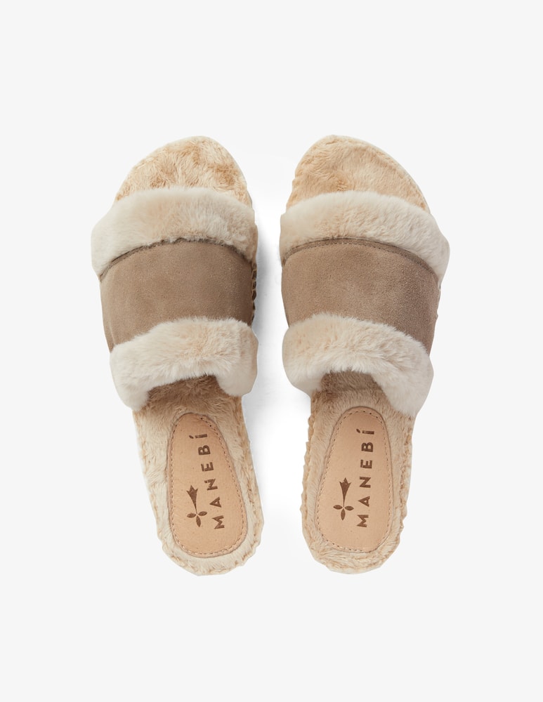 rinascente Manebì Slide in suede and fur - White