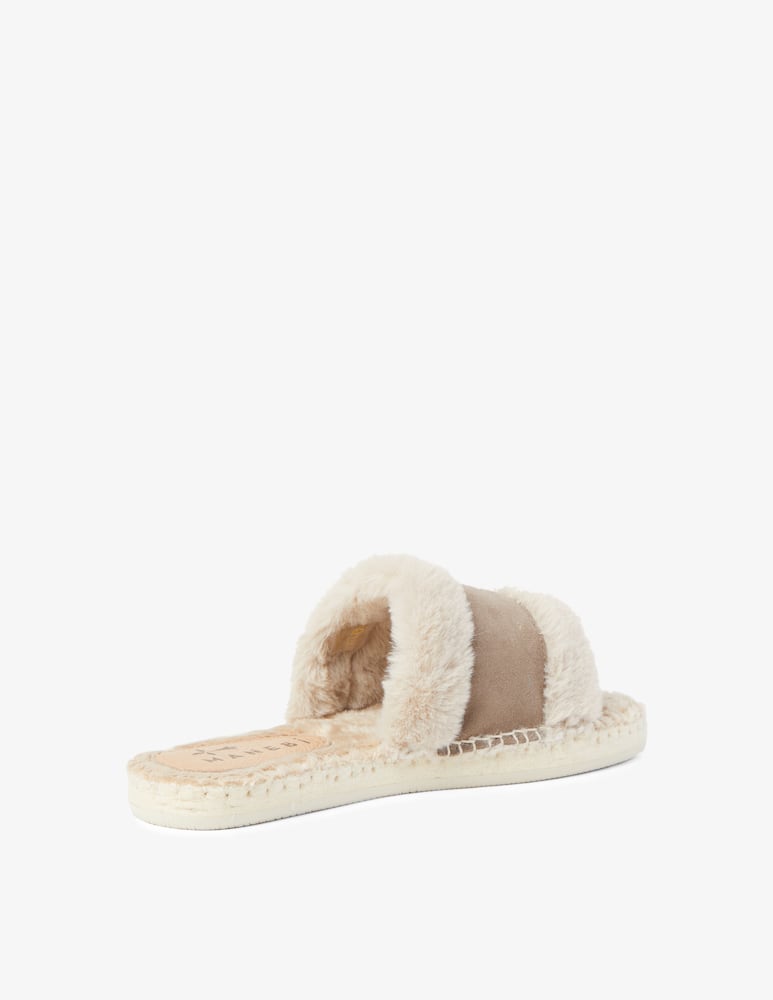 rinascente Manebì Slide in suede and fur - White