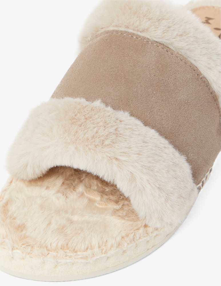 rinascente Manebì Slide in suede and fur - White