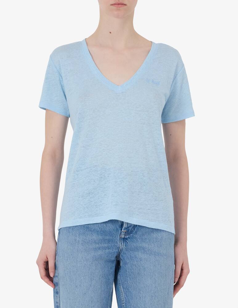 rinascente MC2 Saint Barth Eloise v-neck linen t-shirt