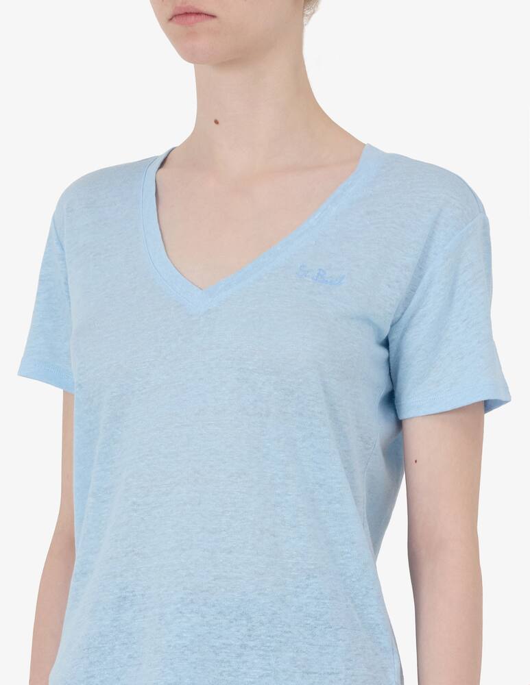 rinascente MC2 Saint Barth Eloise v-neck linen t-shirt