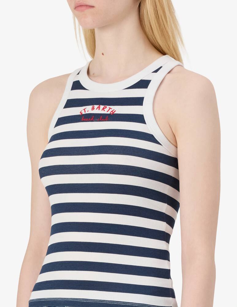 rinascente MC2 Saint Barth Striped rib shoulder top