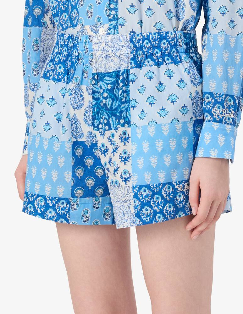 rinascente MC2 Saint Barth Patchwork linen shorts