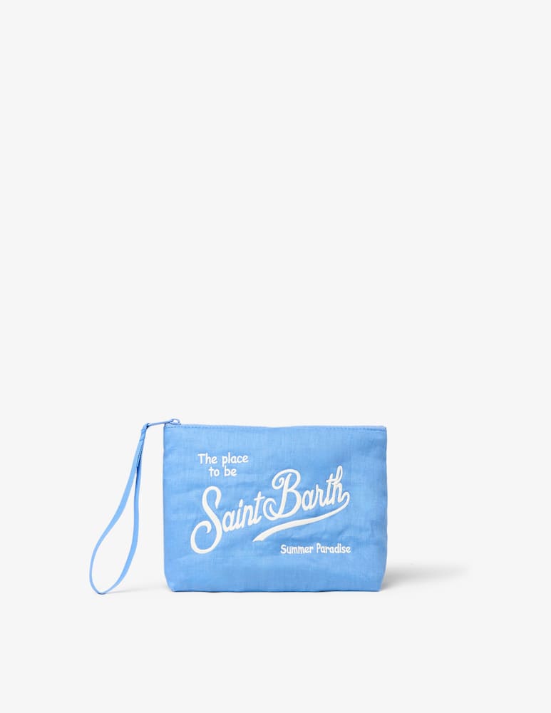 rinascente MC2 Saint Barth Linen pochette with Saint Barth logo