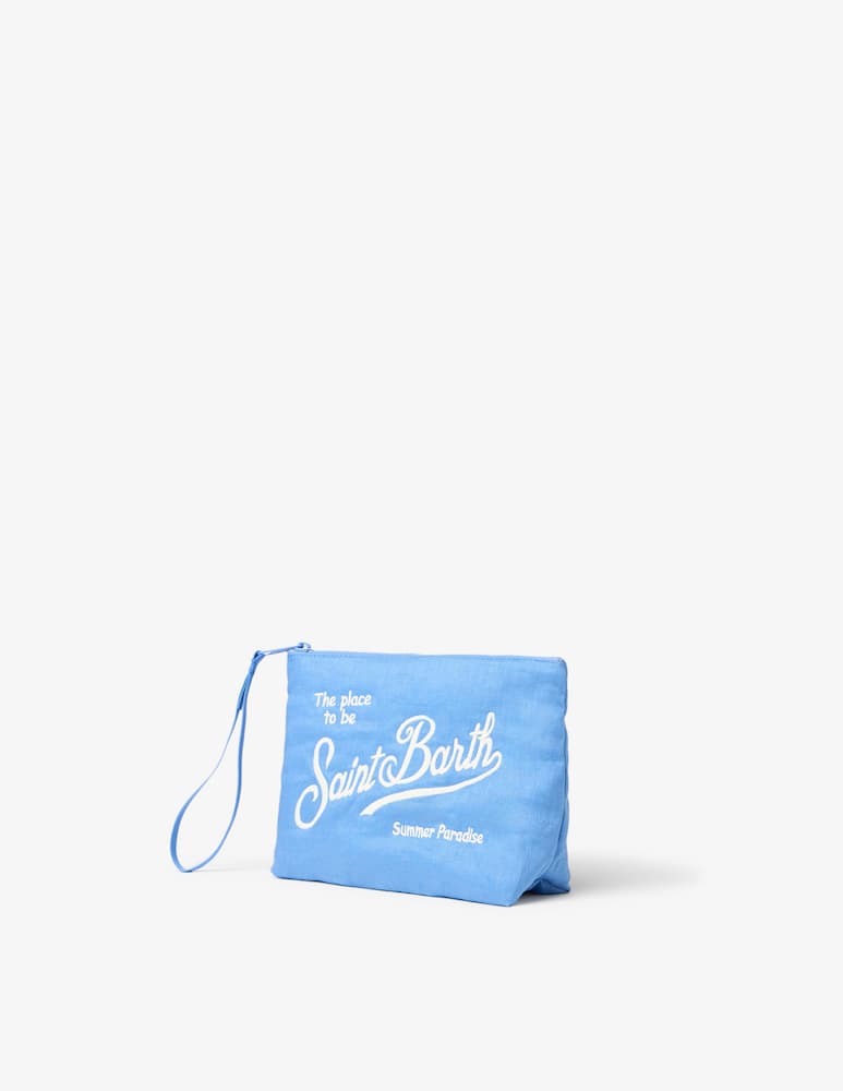 rinascente MC2 Saint Barth Linen pochette with Saint Barth logo