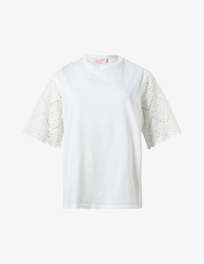 rinascente MC2 Saint Barth T-shirt con maniche sangallo