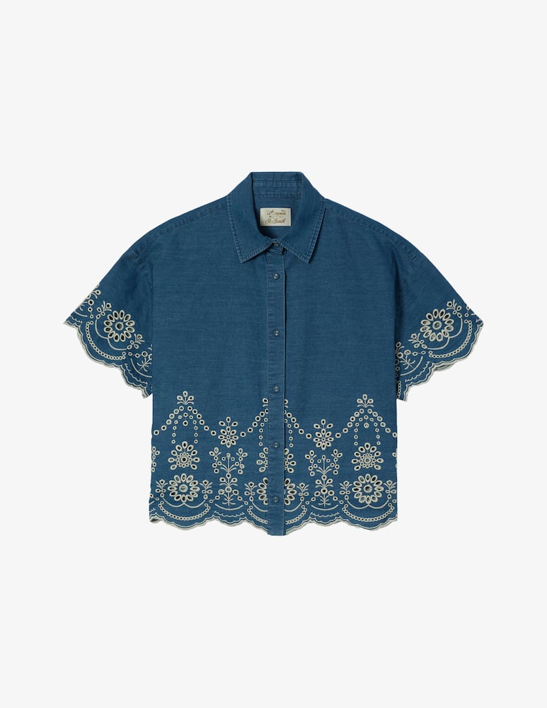 rinascente MC2 Saint Barth Blusa crop ricamo sangallo