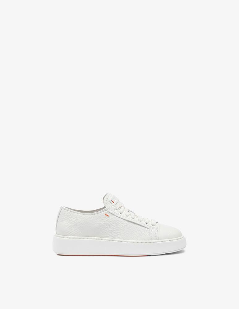 rinascente Santoni White tumbled leather sneaker