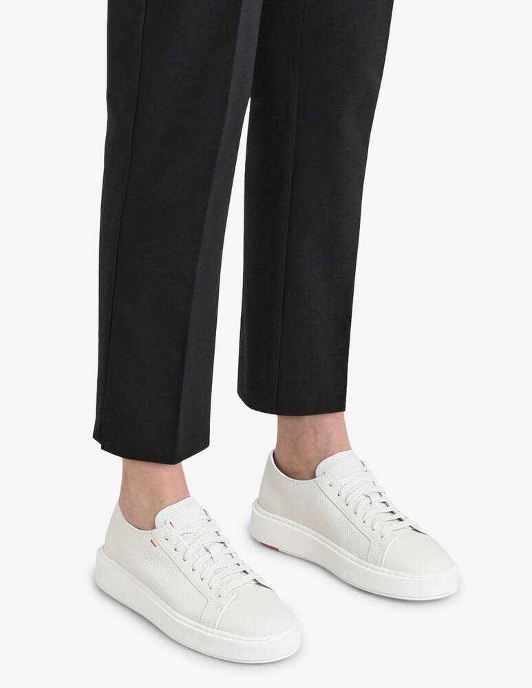 rinascente Santoni White tumbled leather sneaker
