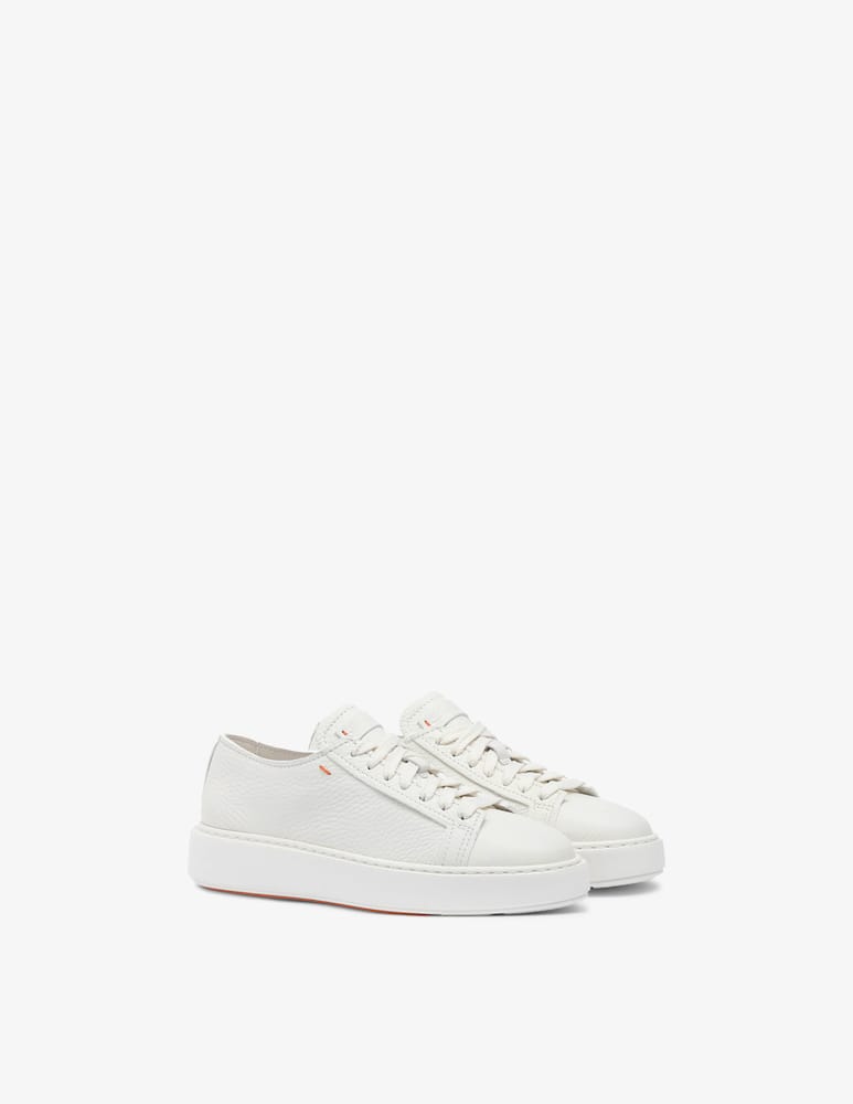 Santoni White tumbled leather sneaker - picture 4 Santoni White tumbled leather sneaker - picture 4