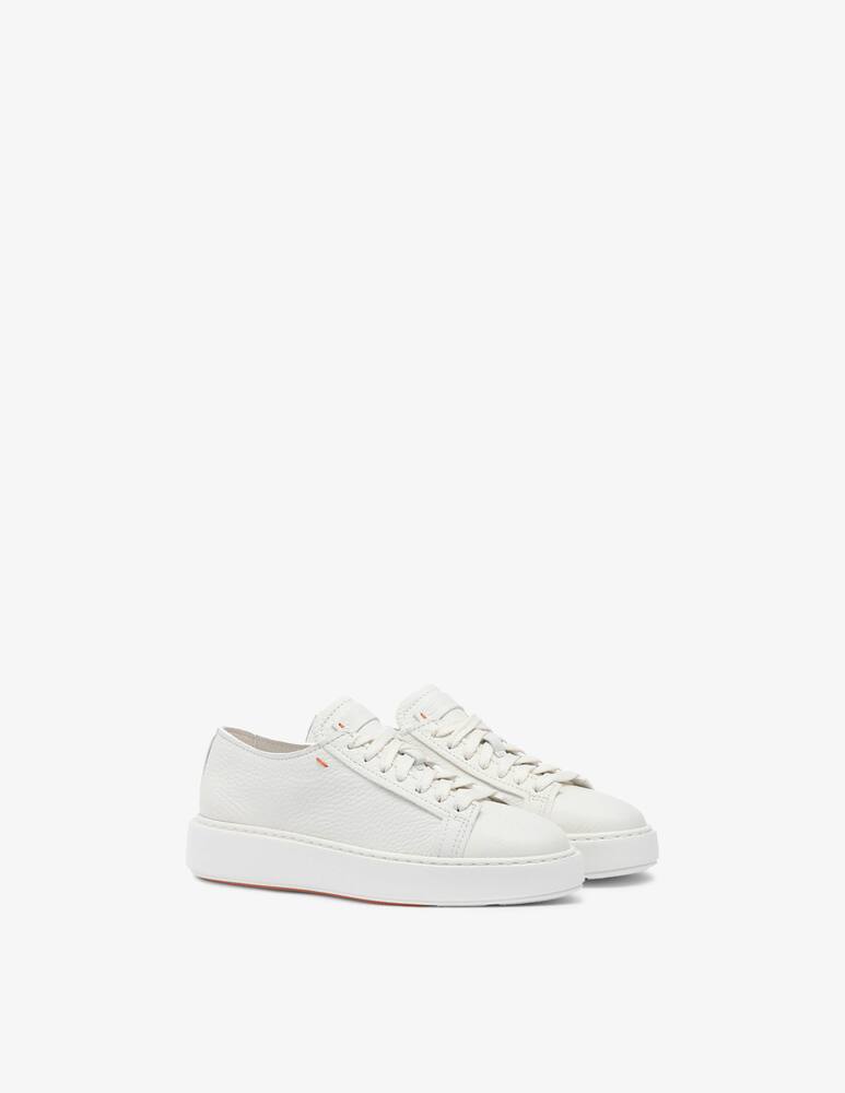 rinascente Santoni White tumbled leather sneaker