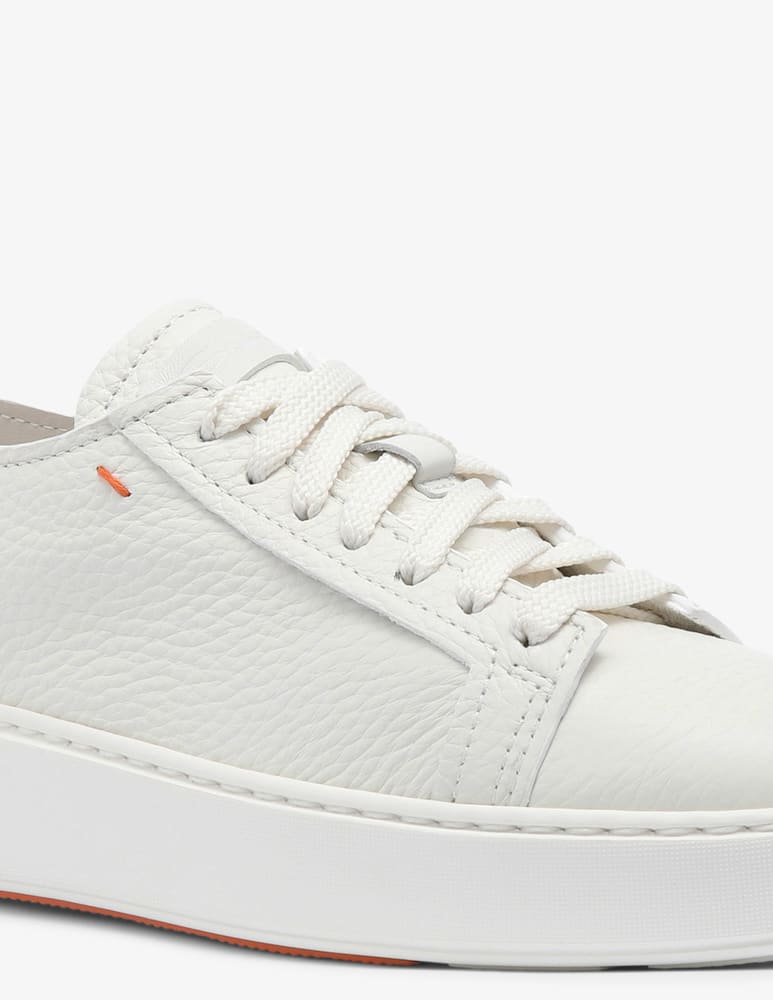 Santoni White tumbled leather sneaker - picture 5 Santoni White tumbled leather sneaker - picture 5