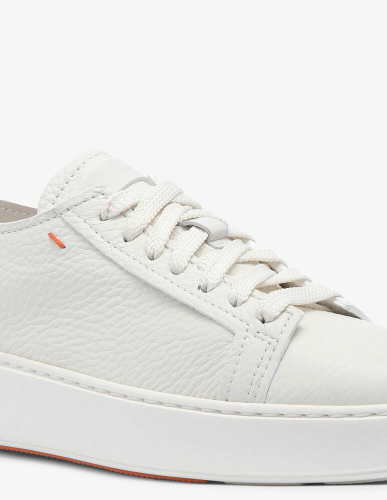 rinascente Santoni White tumbled leather sneaker
