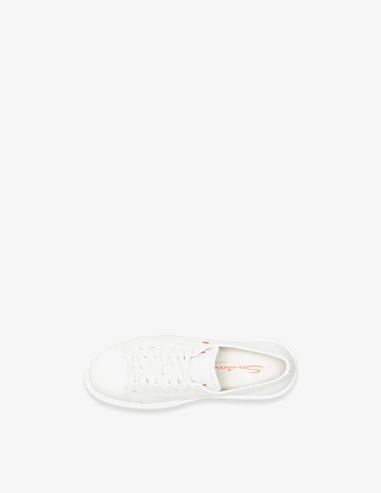 rinascente Santoni White tumbled leather sneaker