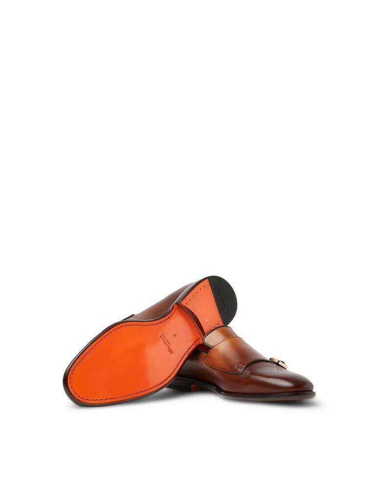 rinascente Santoni Scarpa in pelle carlos con doppia fibbia - marrone
