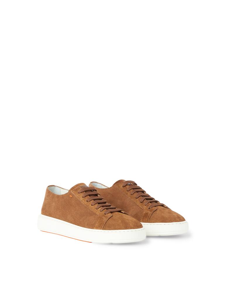 rinascente Santoni Sneakers bassa clean in suede - marrone