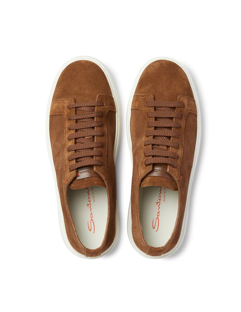 rinascente Santoni Sneakers bassa clean in suede - marrone