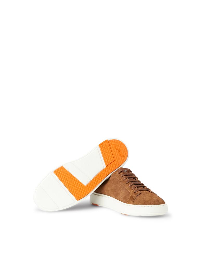 rinascente Santoni Sneakers bassa clean in suede - marrone