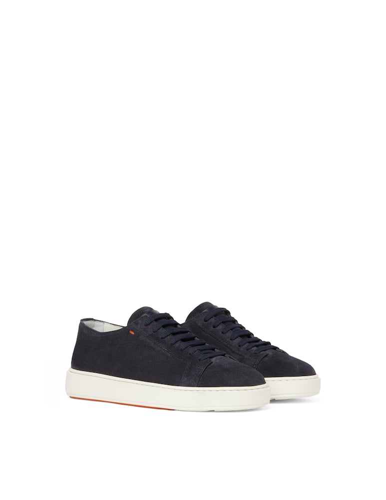 rinascente Santoni Sneakers bassa clean in suede - blu