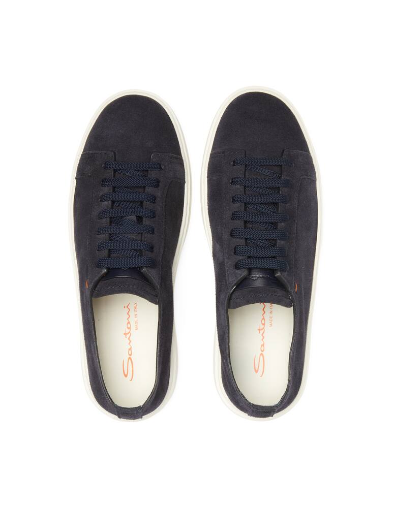 rinascente Santoni Sneakers bassa clean in suede - blu
