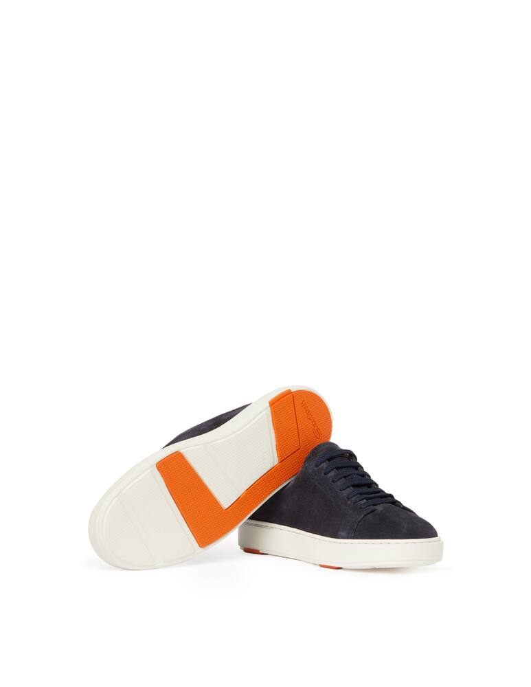 rinascente Santoni Sneakers bassa clean in suede - blu