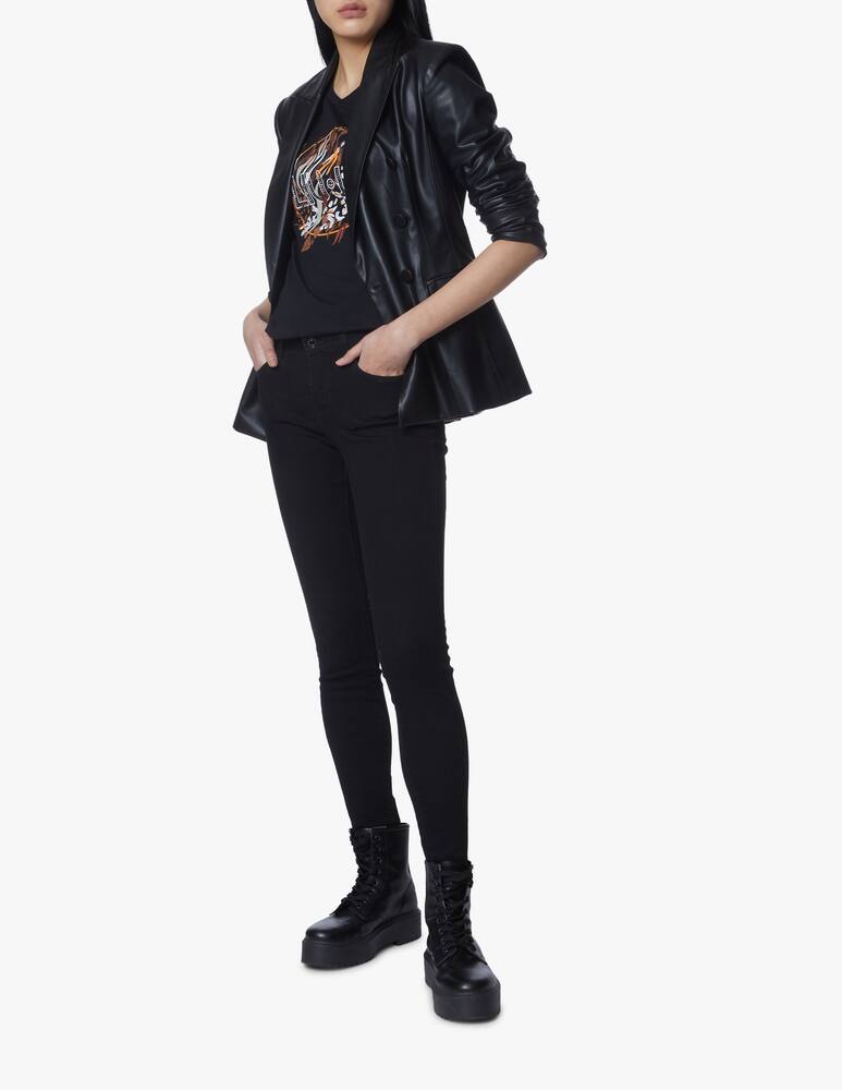 rinascente Liu Jo Cotton t-shirt with graphic and logo in strass - black