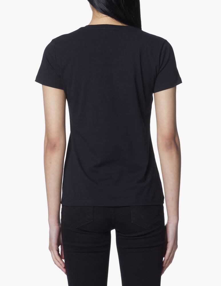 rinascente Liu Jo Cotton t-shirt with graphic and logo in strass - black