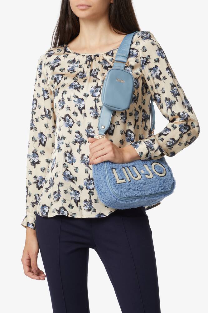 rinascente Liu Jo Acha mini hobo crossbody teddy bag - Light blue