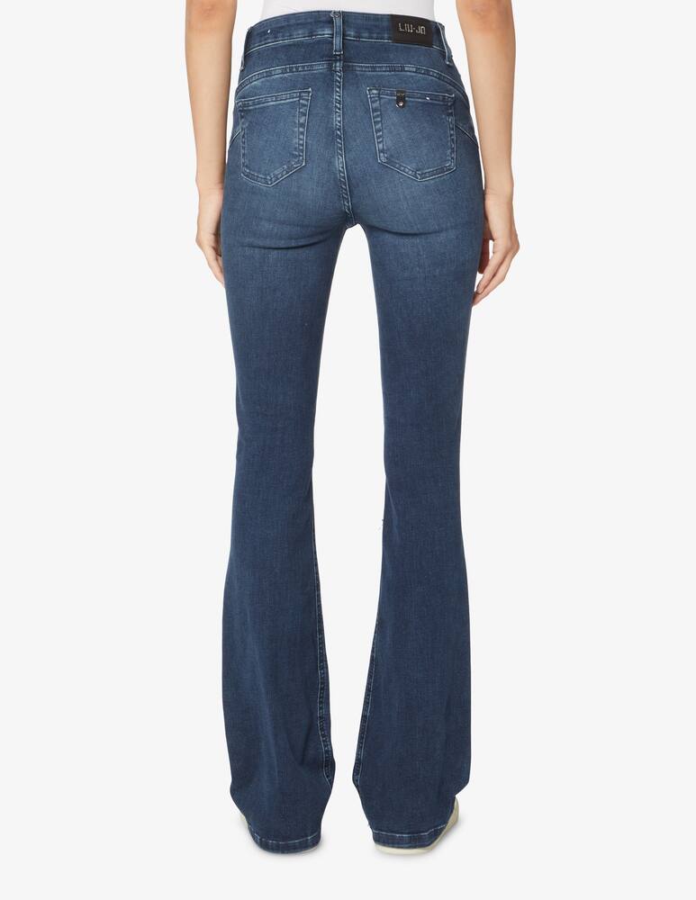 rinascente Liu Jo Jeans a vita alta con cintura in similpelle boot beat - Blu