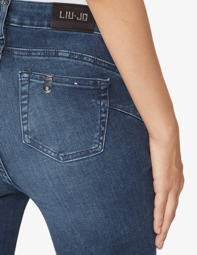 rinascente Liu Jo Jeans a vita alta con cintura in similpelle boot beat - Blu