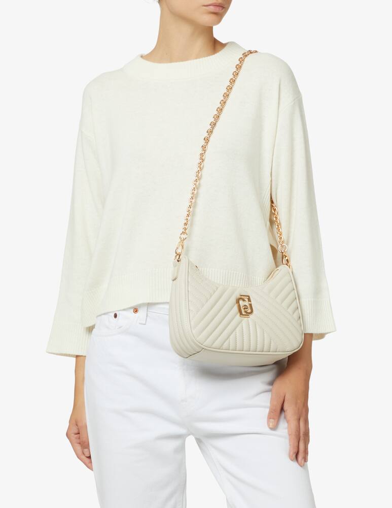 Shop Liu Jo Acha mini hobo crossbody bag White on Rinascente