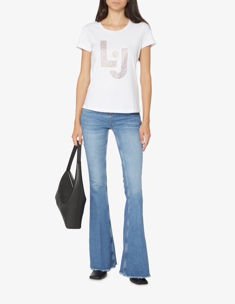 rinascente Liu Jo Cotton t-shirt with glitter logo - White