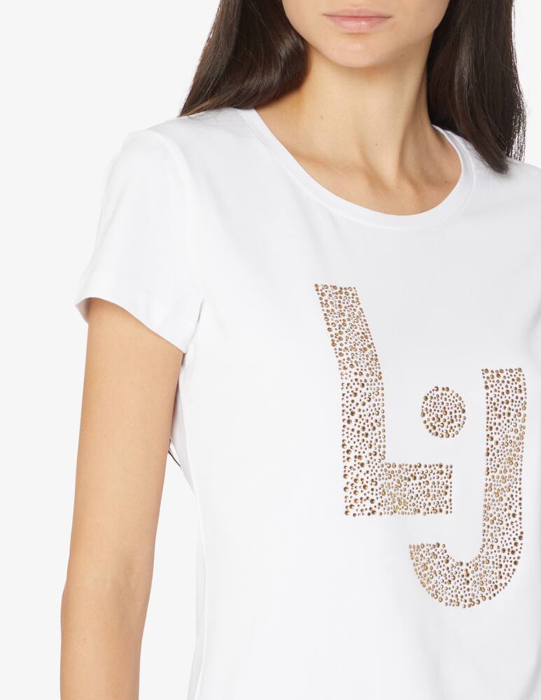 rinascente Liu Jo Cotton t-shirt with glitter logo - White