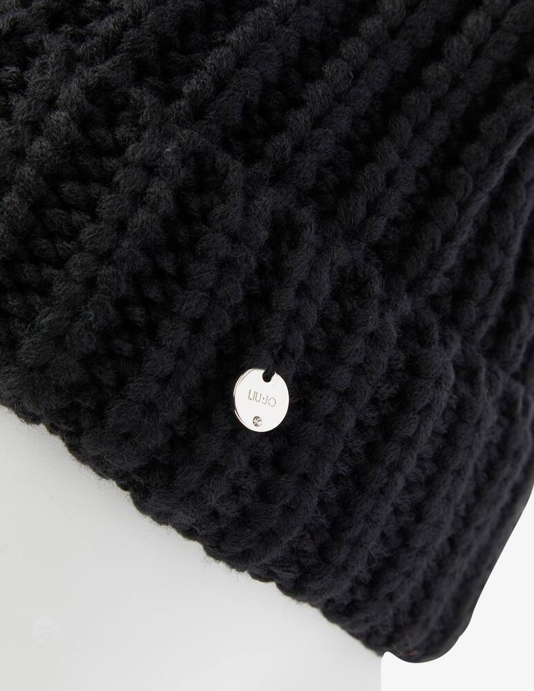 rinascente Liu Jo Chenille beanie hat with logo - Black