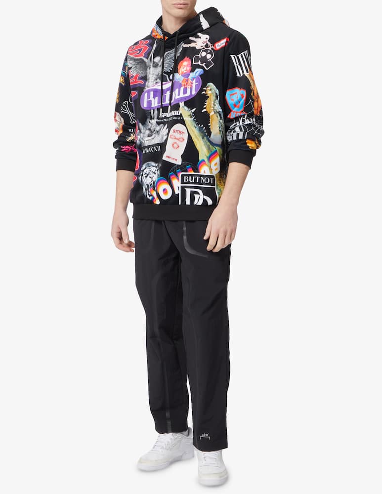 rinascente But Not Multi graphic velvet hoodie - Black